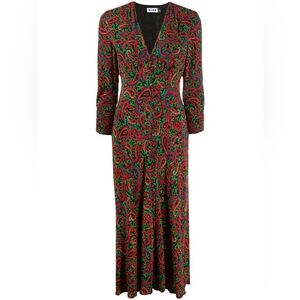 NWOT RIXO Katie Printed Crepe midi dress in red